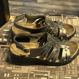 Clarks Metallic Bronze Strappy Leather Sandals